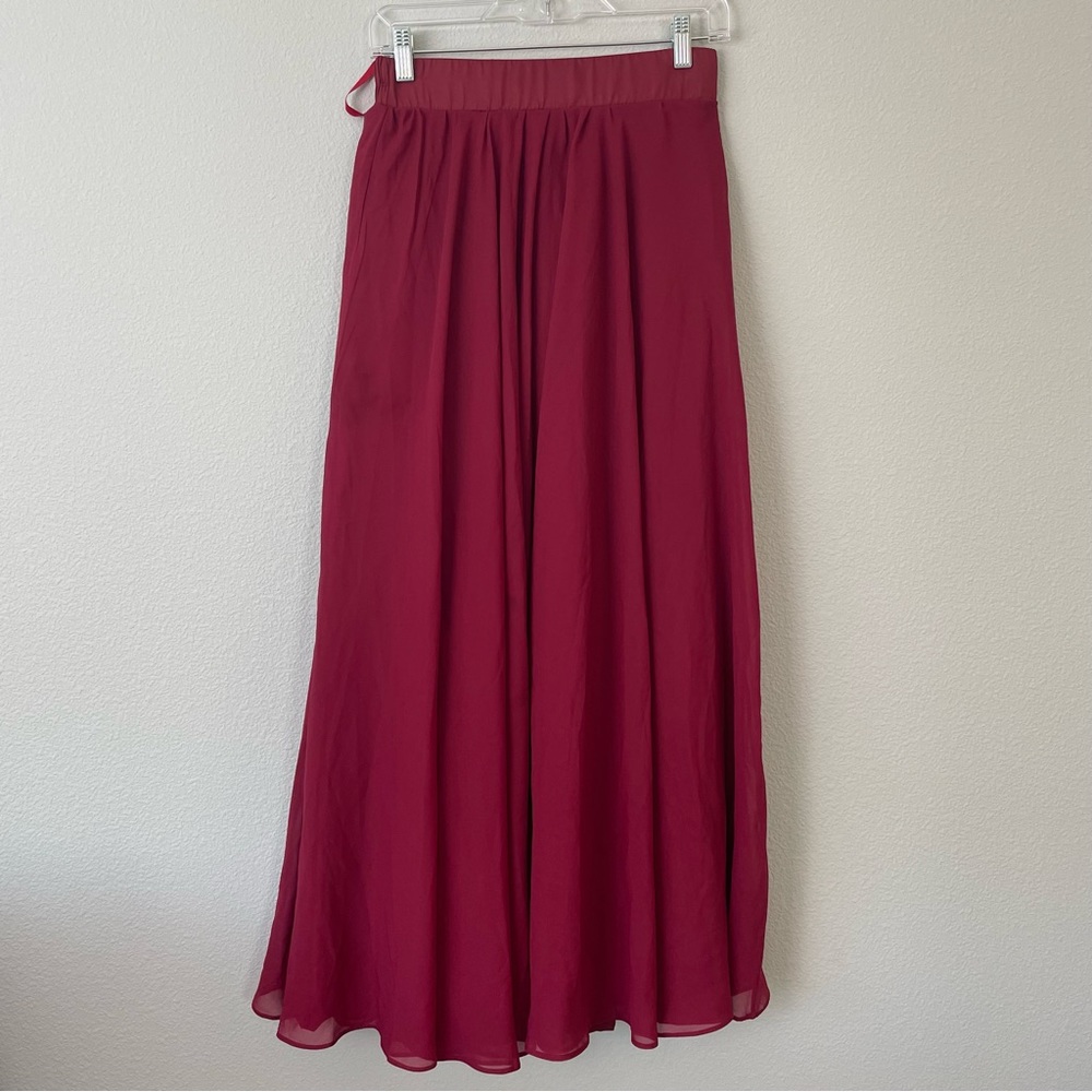 Burgundy Flowy Maxi Skirt - Picture 4 of 7